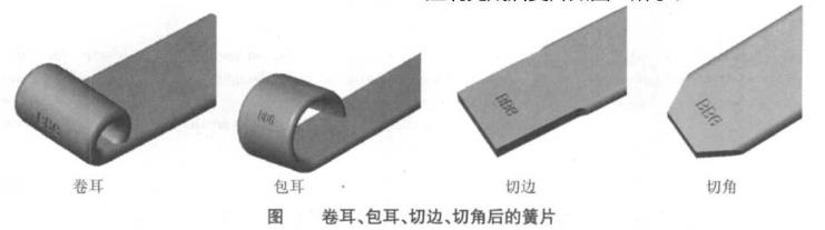 汽车板簧卷耳、包耳、切边、切角后的簧片图